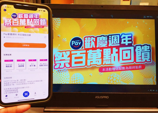 Millions of points are sent out in HAPPY GO Pay anniversary , get 100 points for 100 yuan's consumption 