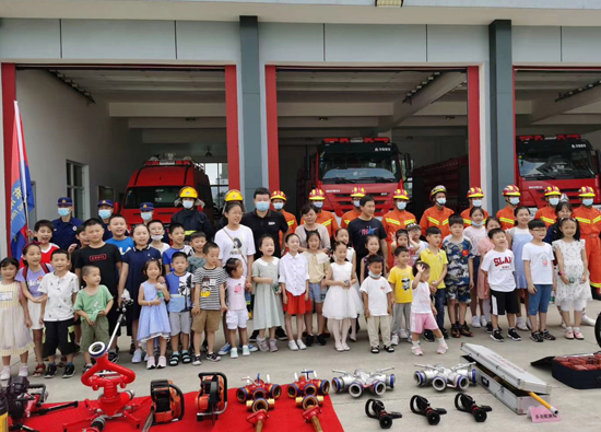 Cute kids became little firemen