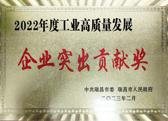 江西亞東水泥榮獲瑞昌市「2022年度企業突出貢獻獎」